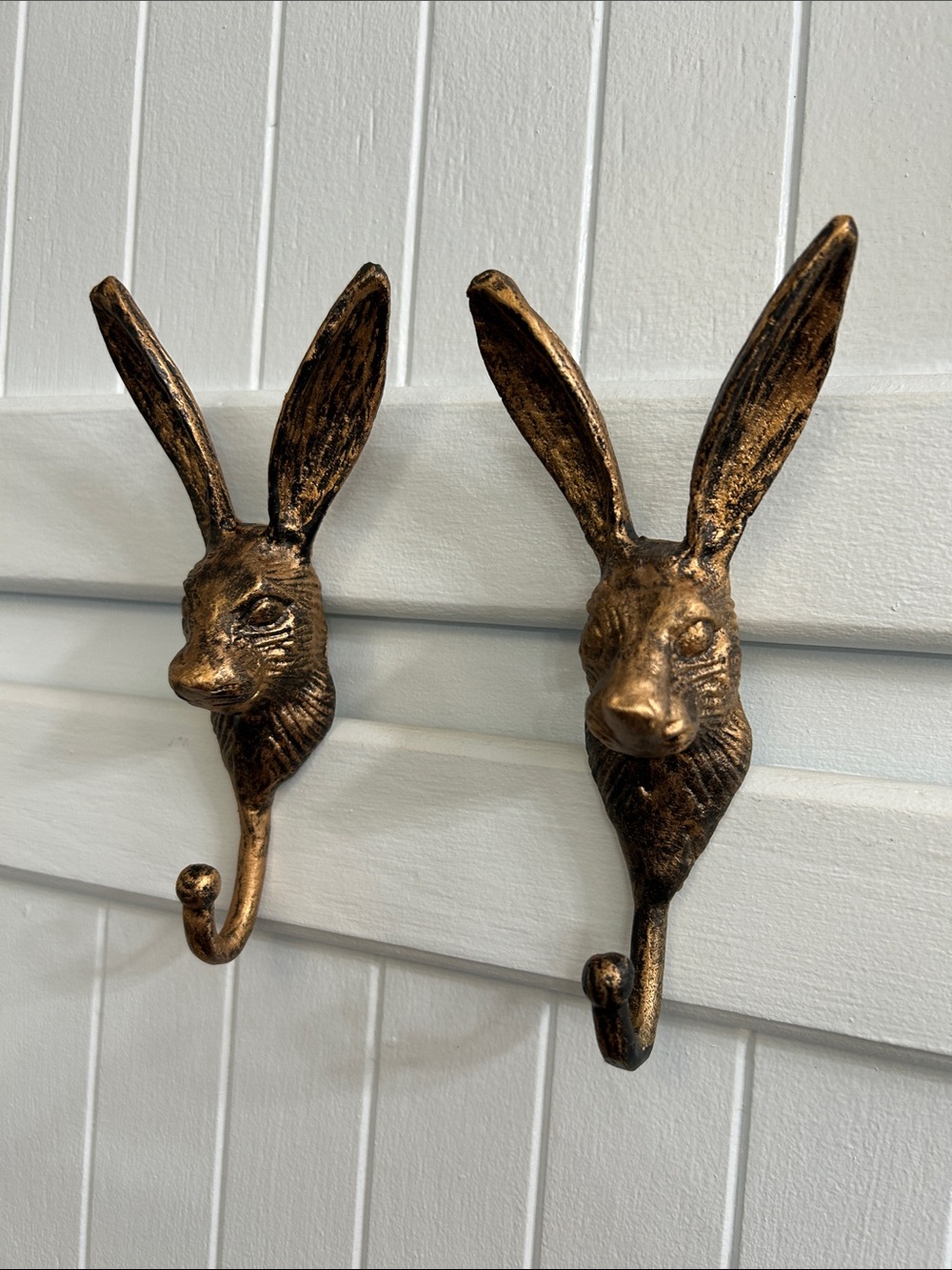 Whimsical Decorative Rabbit Head Wall Hooks - Antique Bronze
